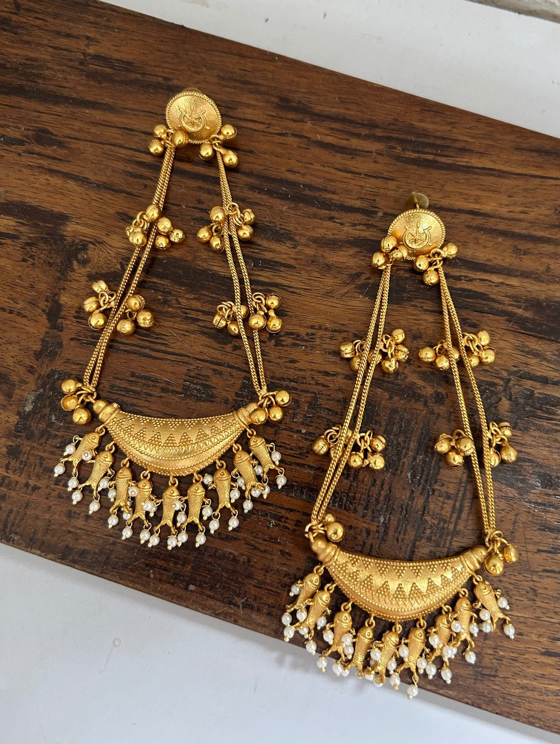 Matsya Cascade Gold Earrings