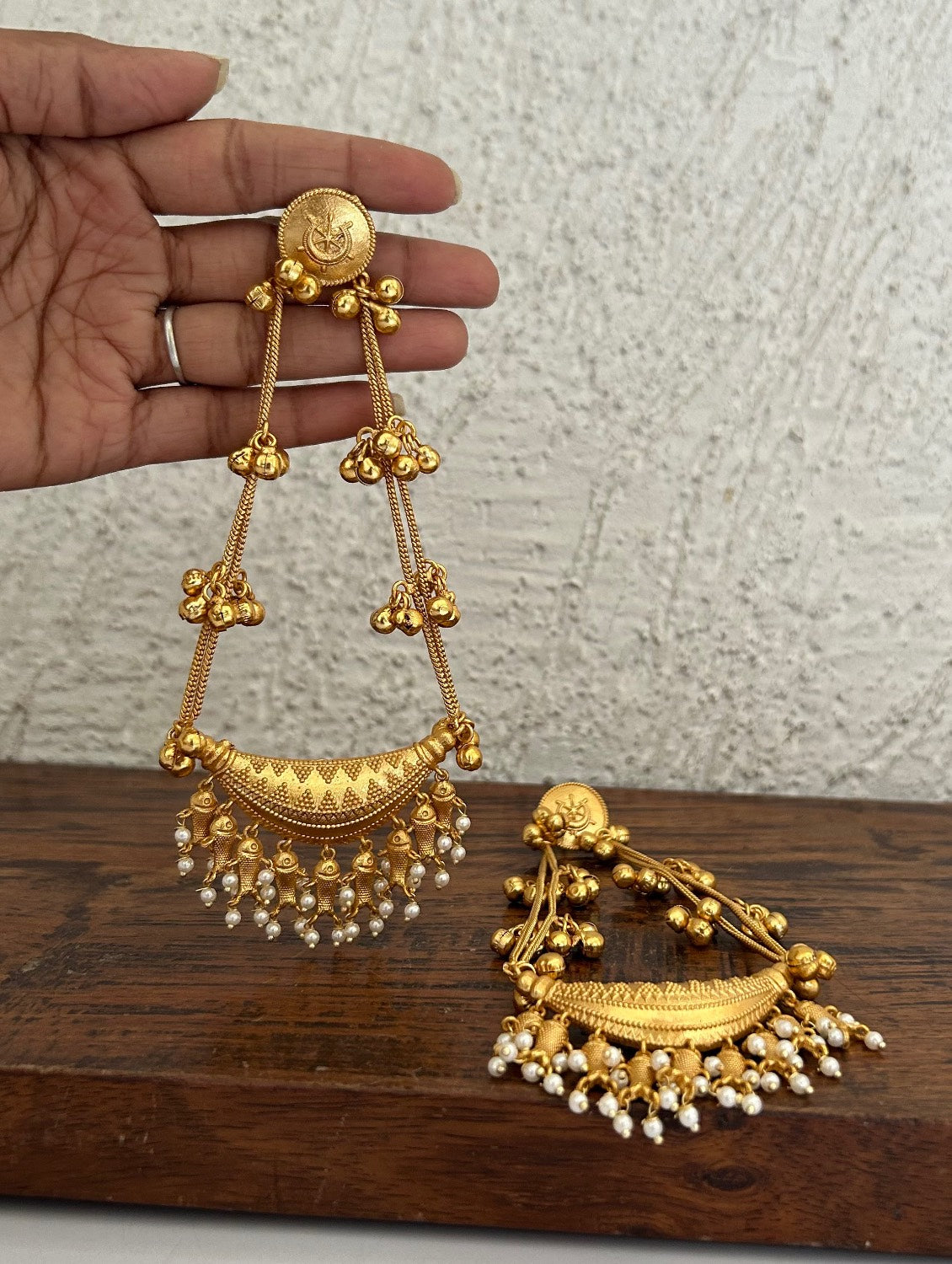 Matsya Cascade Gold Earrings
