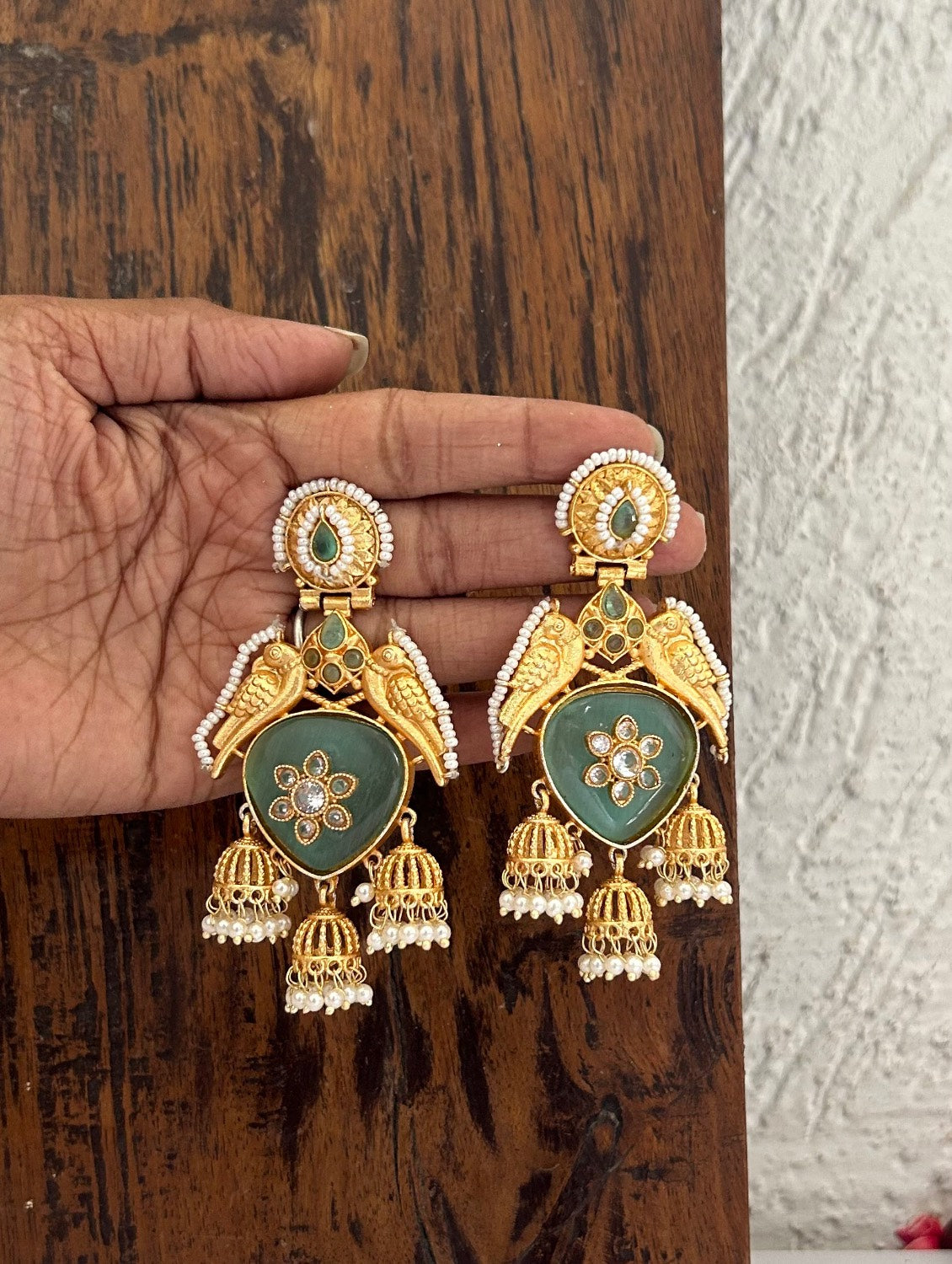 Zeenat Jhumkas Pastel Green