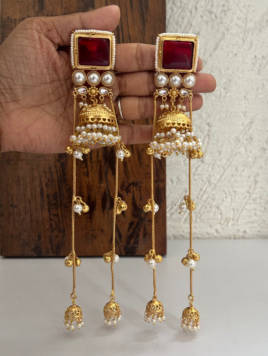 Shikara Earrings Deep Red Gold