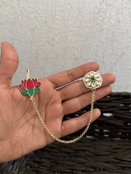 Lotus Earchains with ear studs