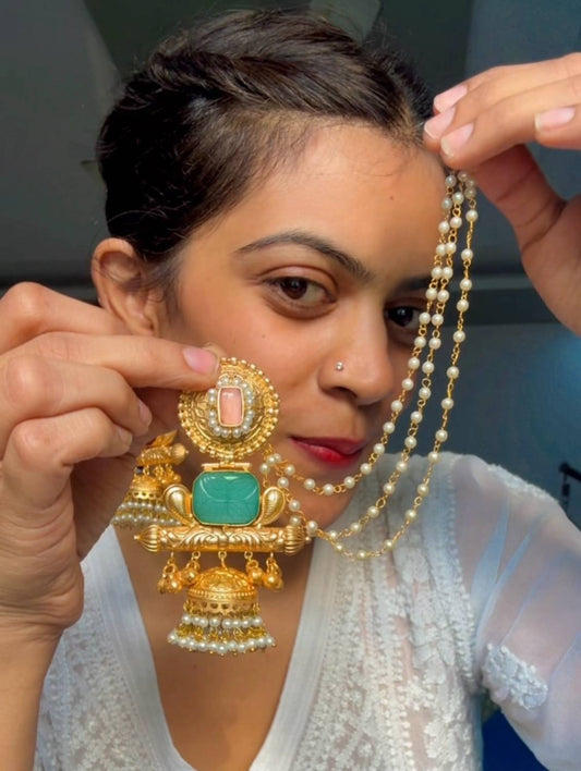 Ruhani Earrings Mint Green Pink