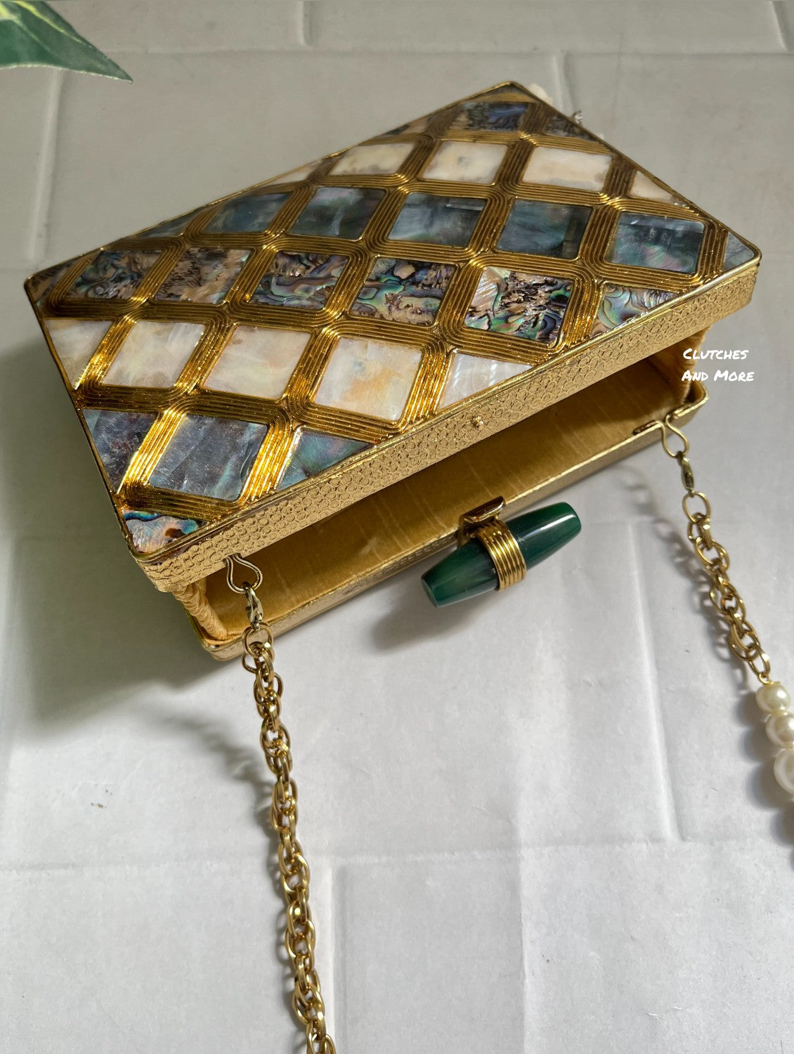 Criss Cross Mother of Pearl luxe clutch