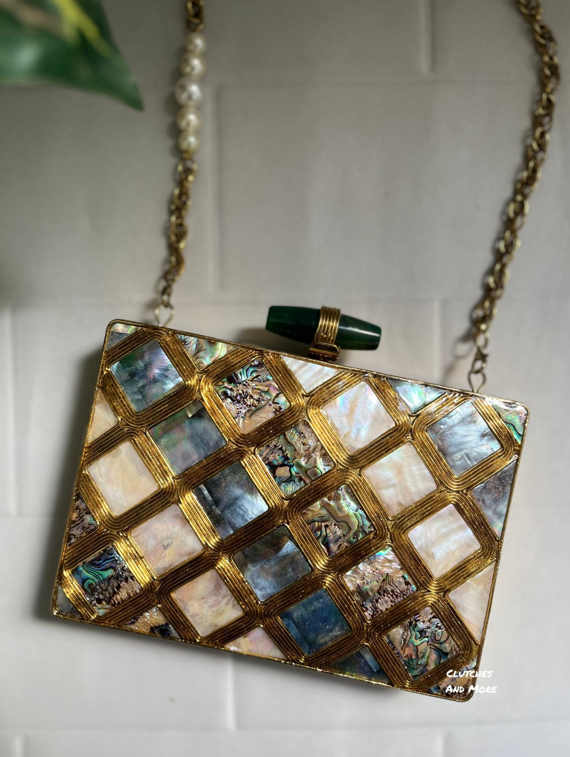 Criss Cross Mother of Pearl luxe clutch