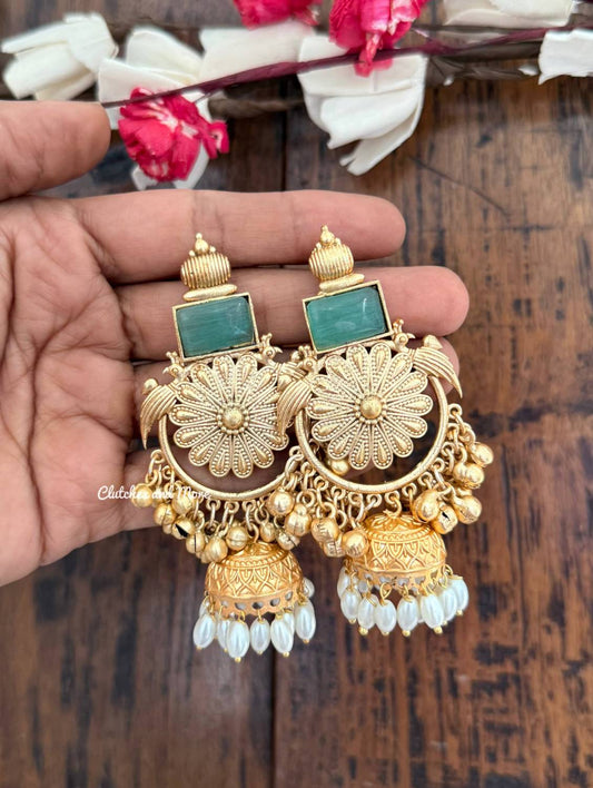 Riwaayat Floral Jhumka Mint Green Gold