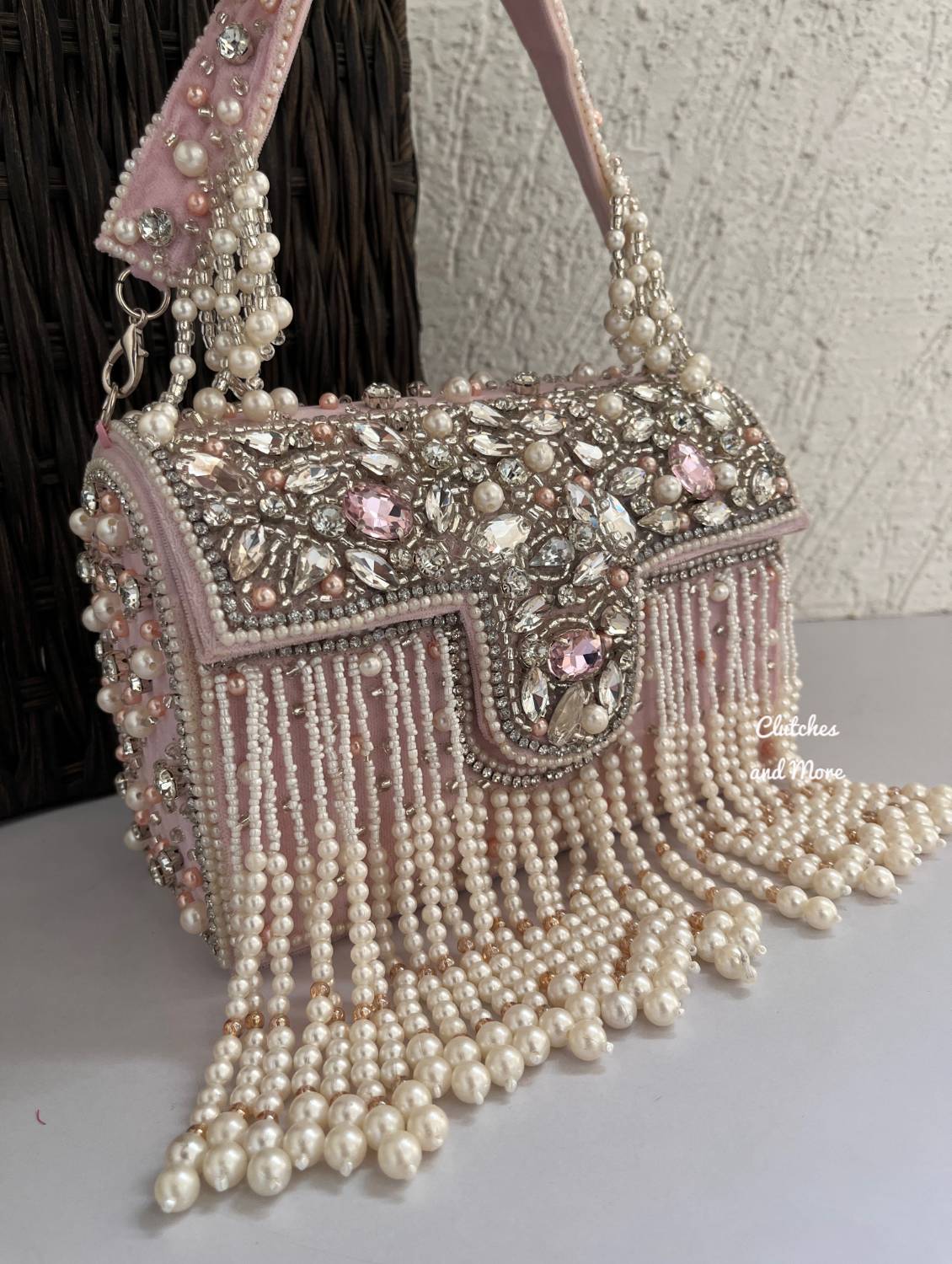 Premium Tassle Box clutch Baby Pink