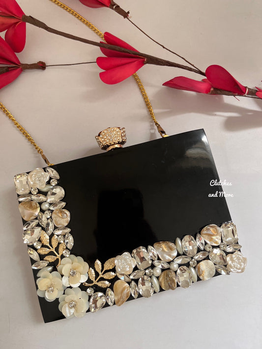 Black Resin clutch with embellishments