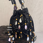 Mirror Tassel Potli Black
