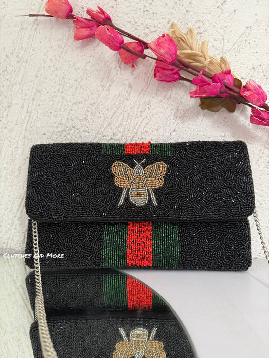 Butterfly Black Envelope Flap Bag