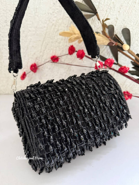 Anamika Black Crystal Flap Bag