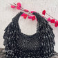 Alice Premium Black Crystal Moon Bag