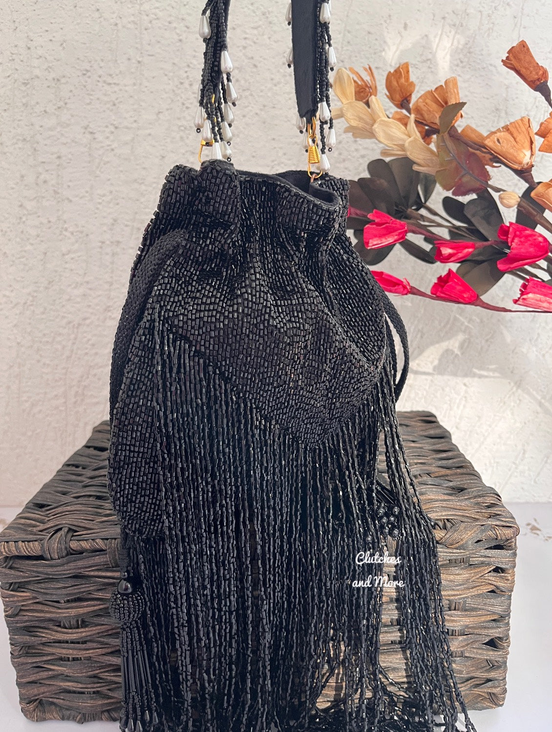 Black Long tassle potli