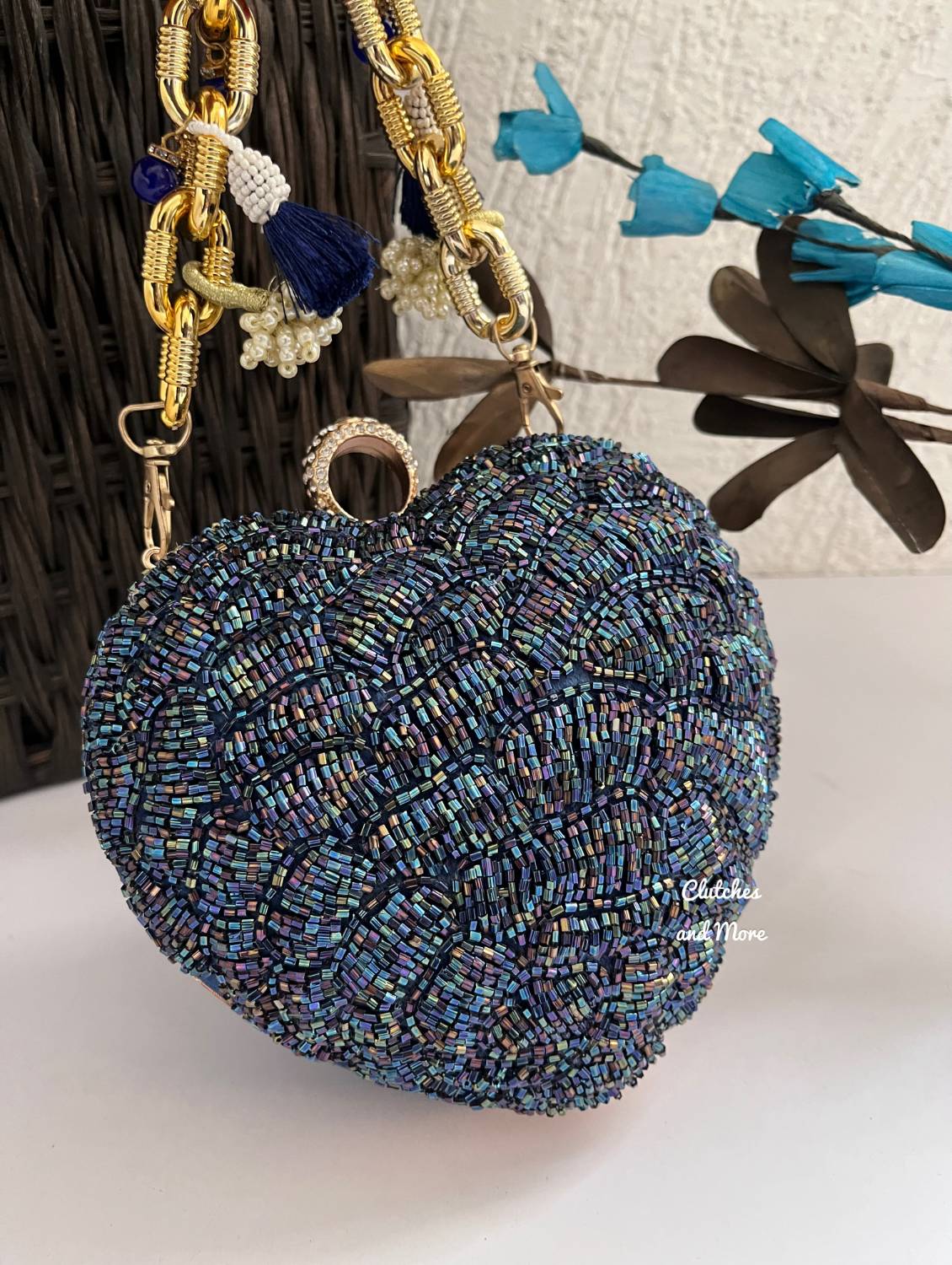 Love Affair Heart Clutch Blue