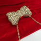 Kiana Kundan Bow Clutch Nude Gold