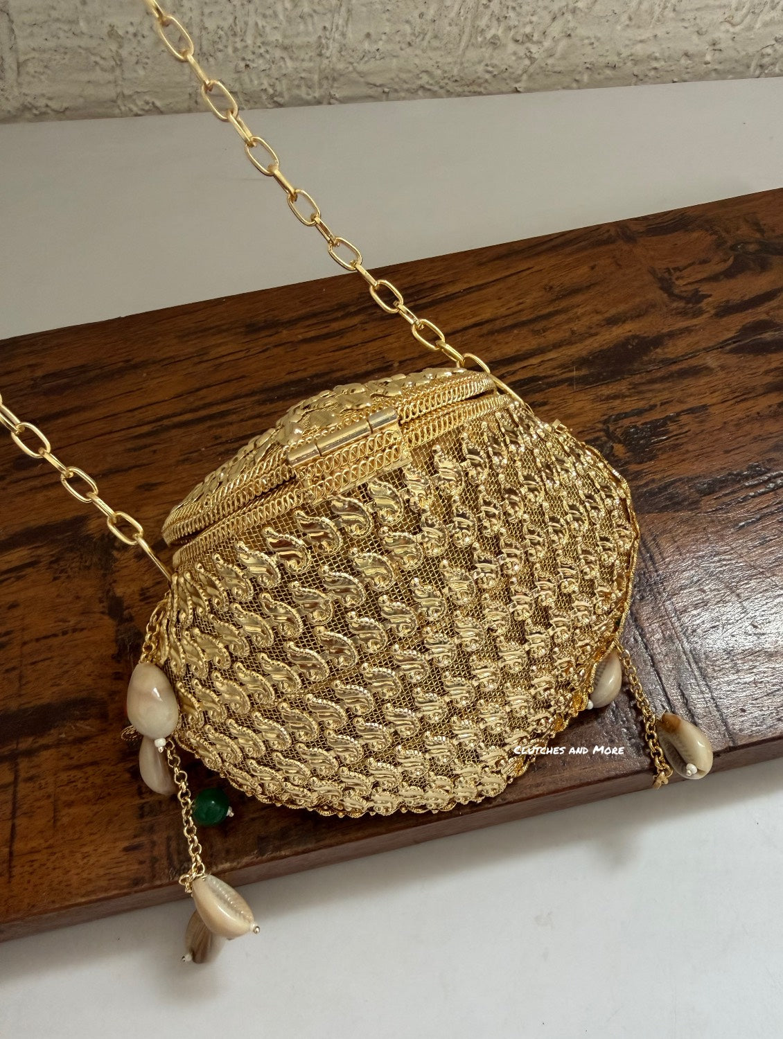 Noor Brass Mini Gold Clutch