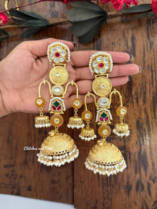 Haniya Gold Kashmiri Jhumka