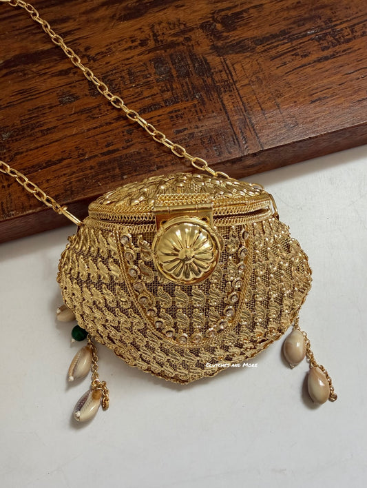 Noor Brass Mini Gold Clutch