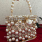Cage Pearl Bucket Bag (Nude)