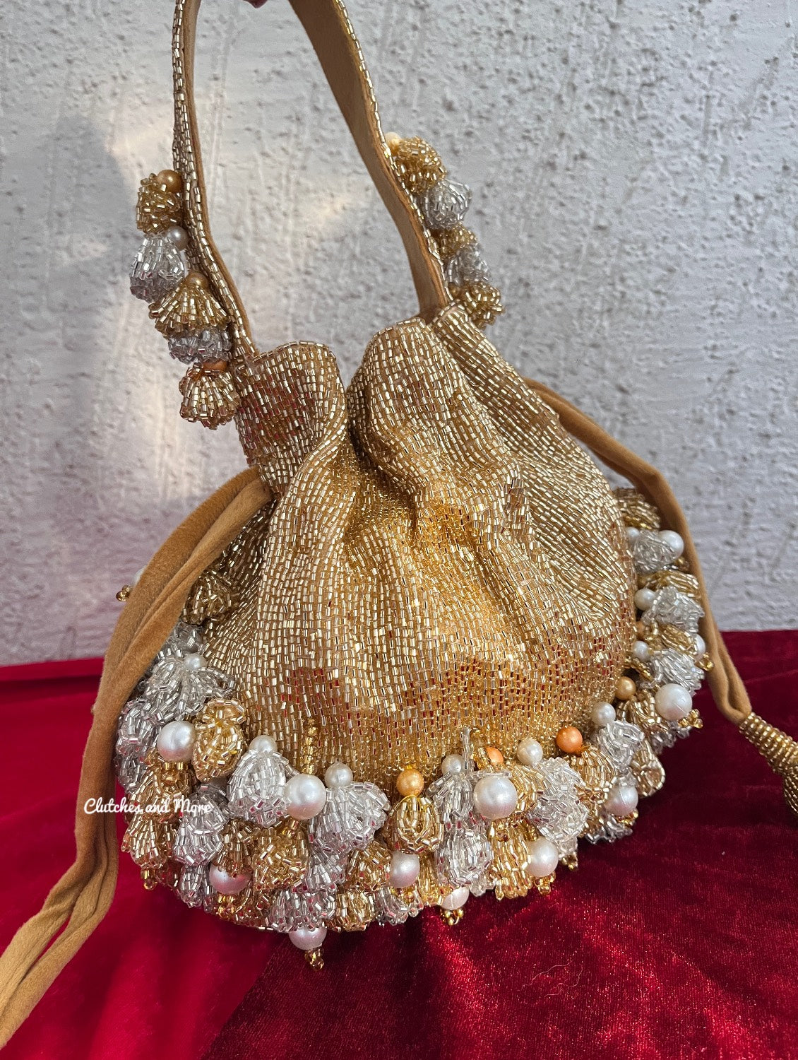 Luxury Gold Silver Bucket Potli