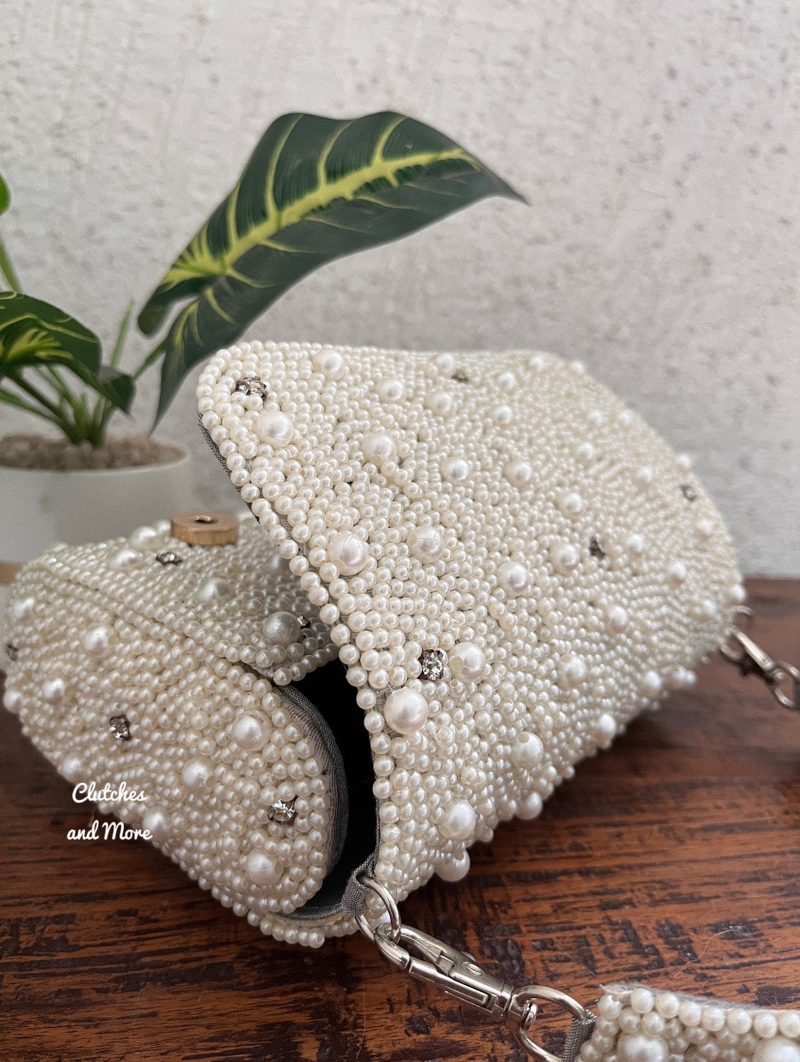 White Pearl and Diamond Flap Bag