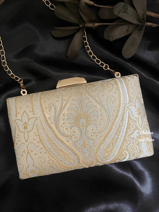 Kala Banarsi Clutch White