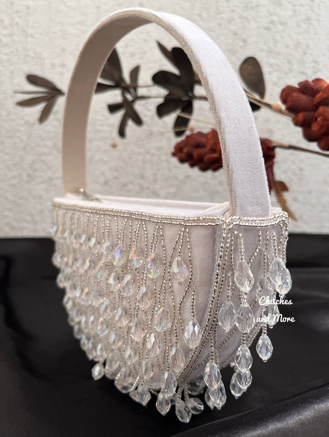 Crystal Chand Premium Clutch White