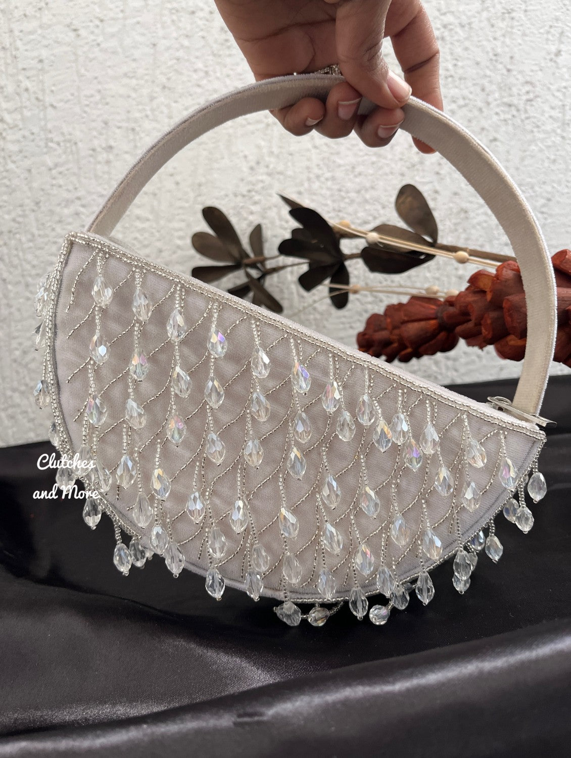 Crystal Chand Premium Clutch White