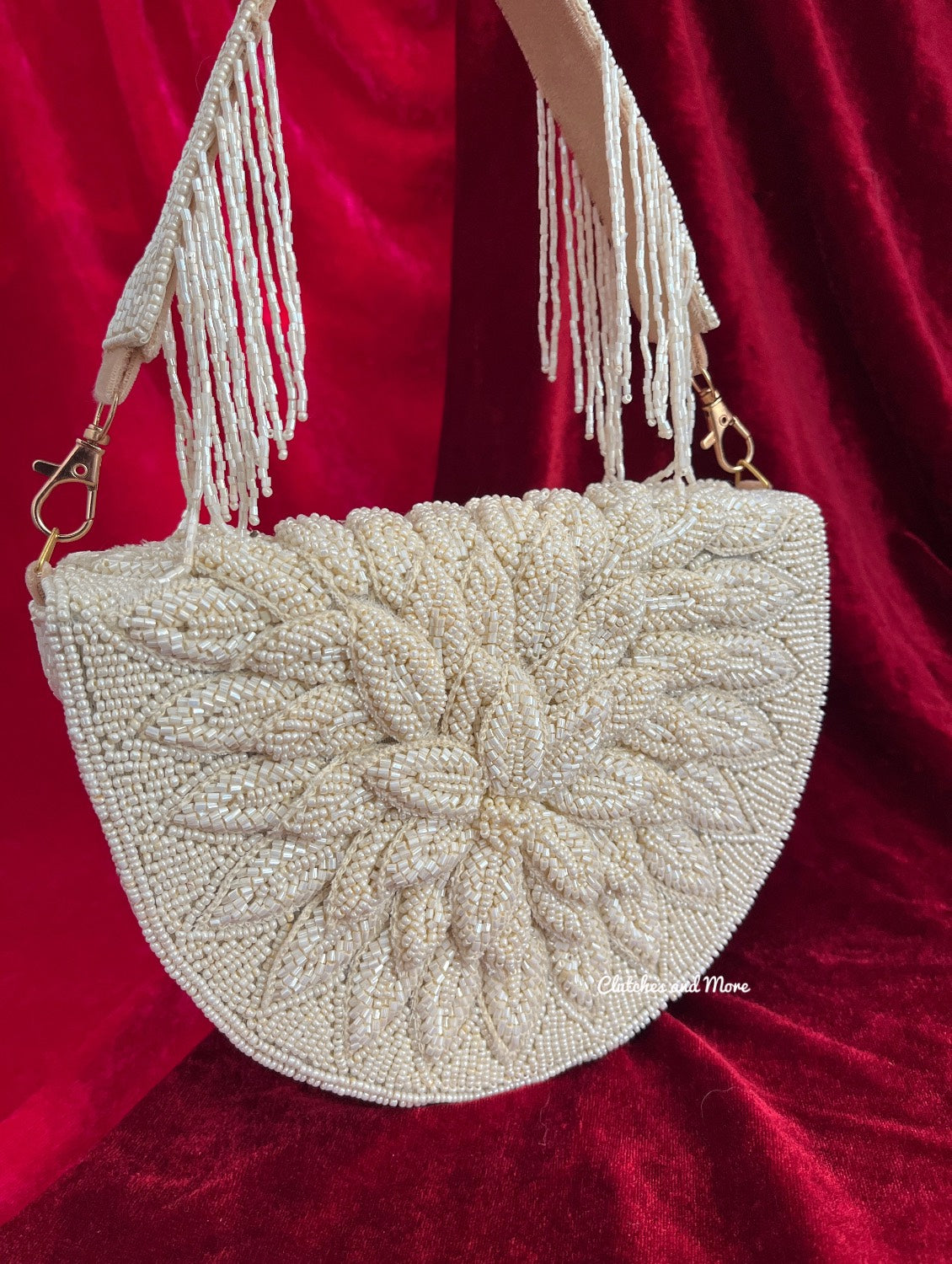 Luxury Rosetta Leaf Flap Bag White