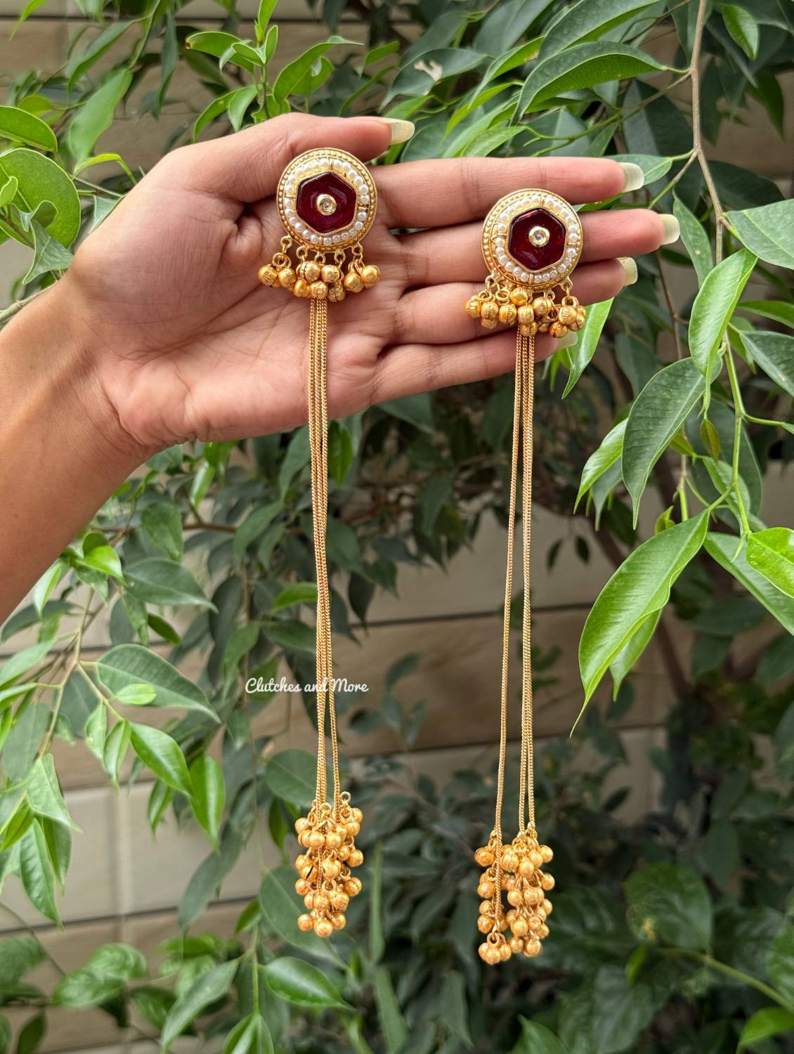 Jannat String Earrings Ruby