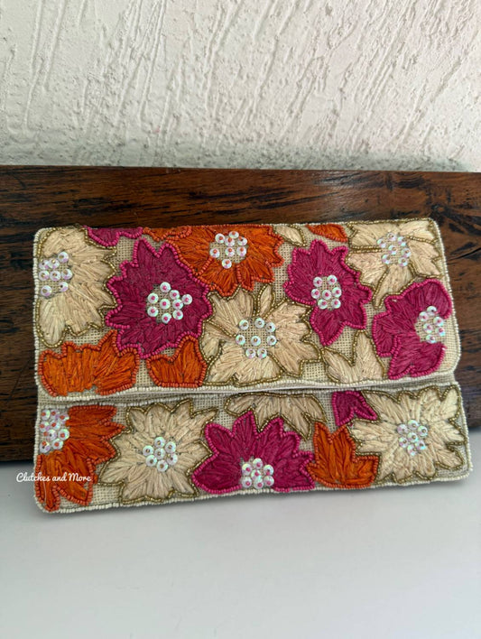 Multicolored Floral  Envelope Bag