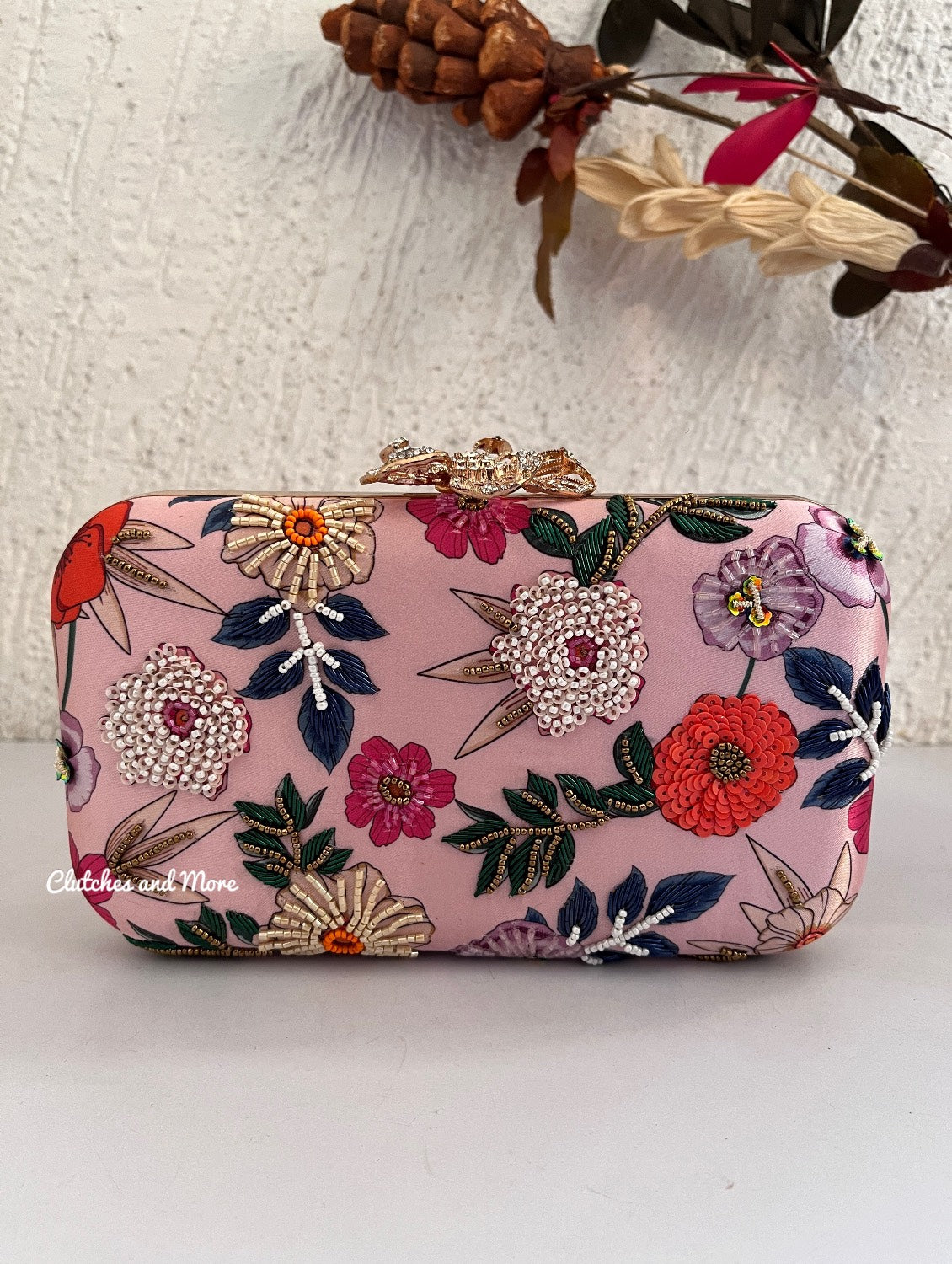 Poppy Multicoloured Pink Clutch