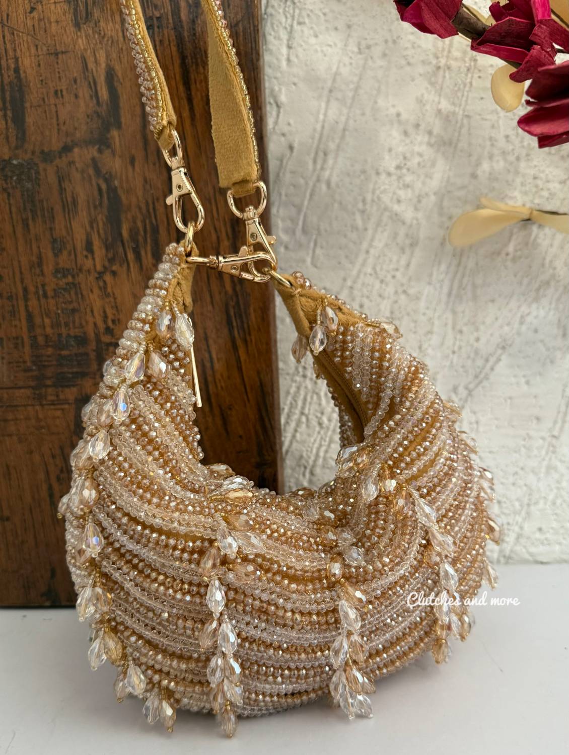 Aamna Moon Crystal Bag Gold