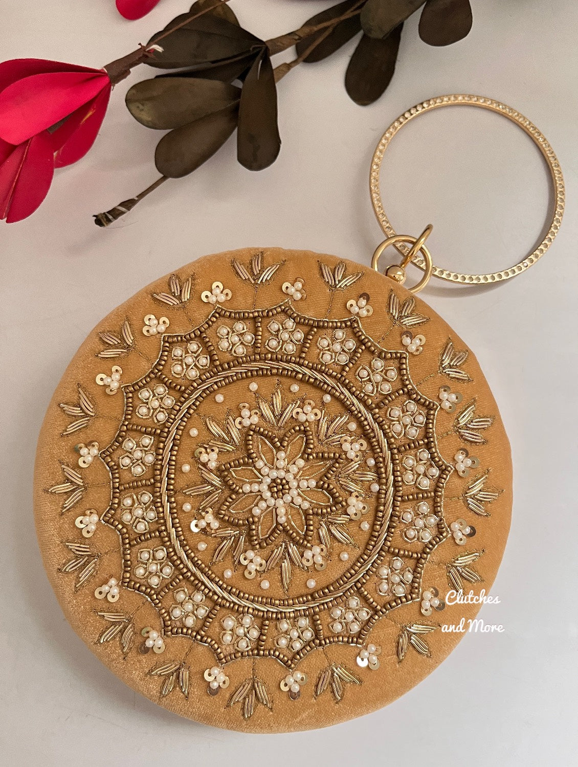 Chakra Gold Round Clutch