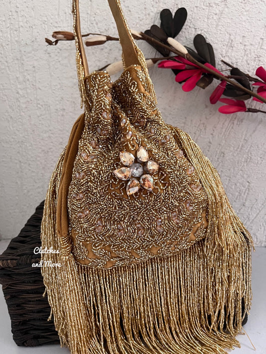 Mannat Long tassle Potli Gold