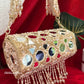 Cylindrical Mirror Bag with Tassles Gold