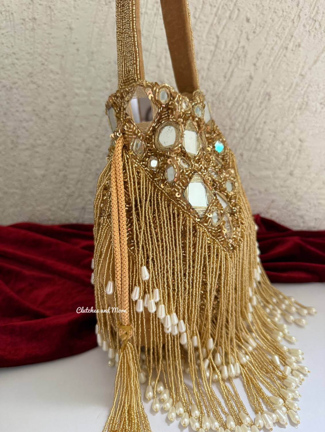Mayra Premium Mirror Potli Gold