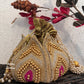 Gold Beaded lotus potli