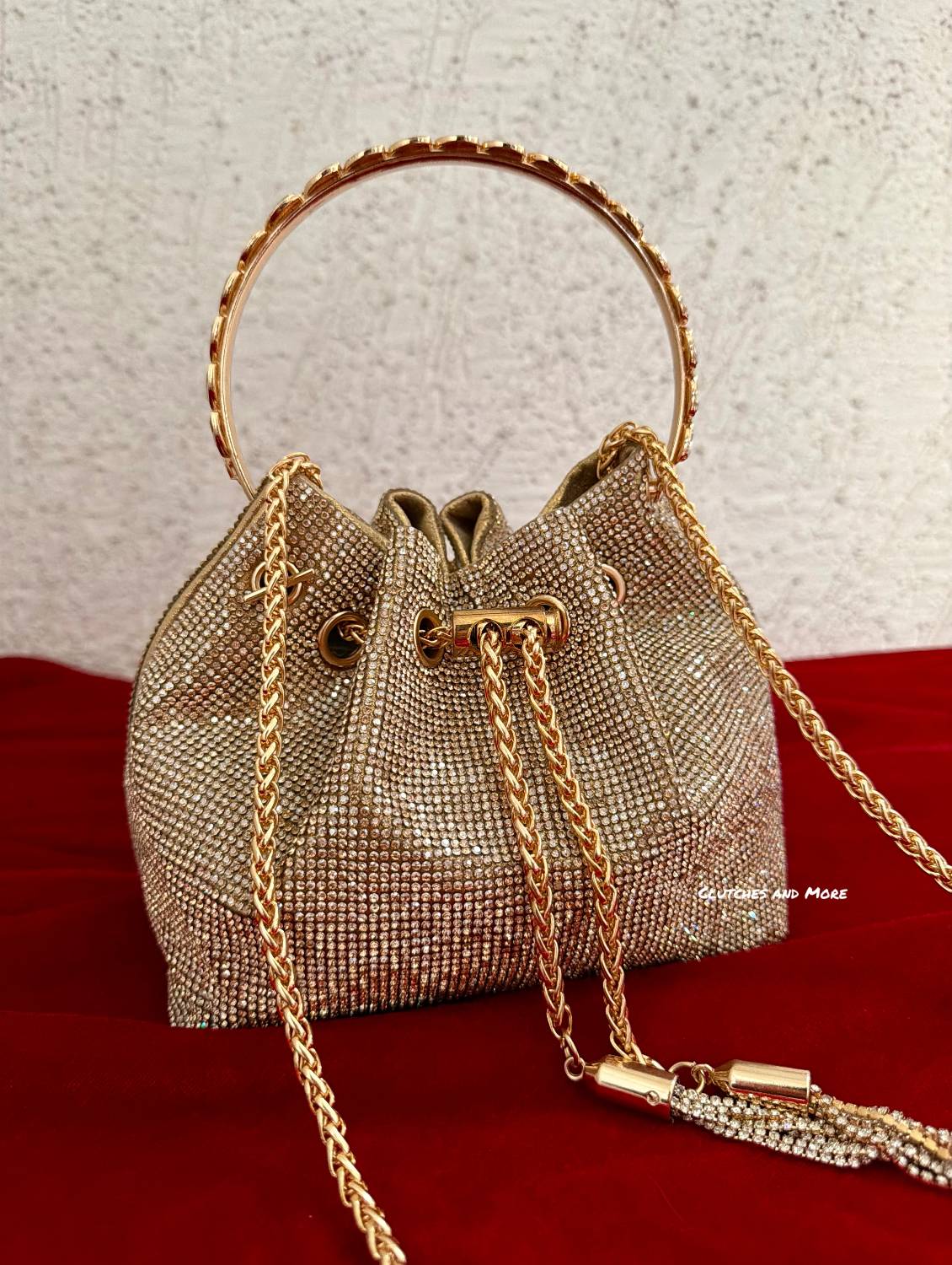 Rhinestone Bucket Bag Gold