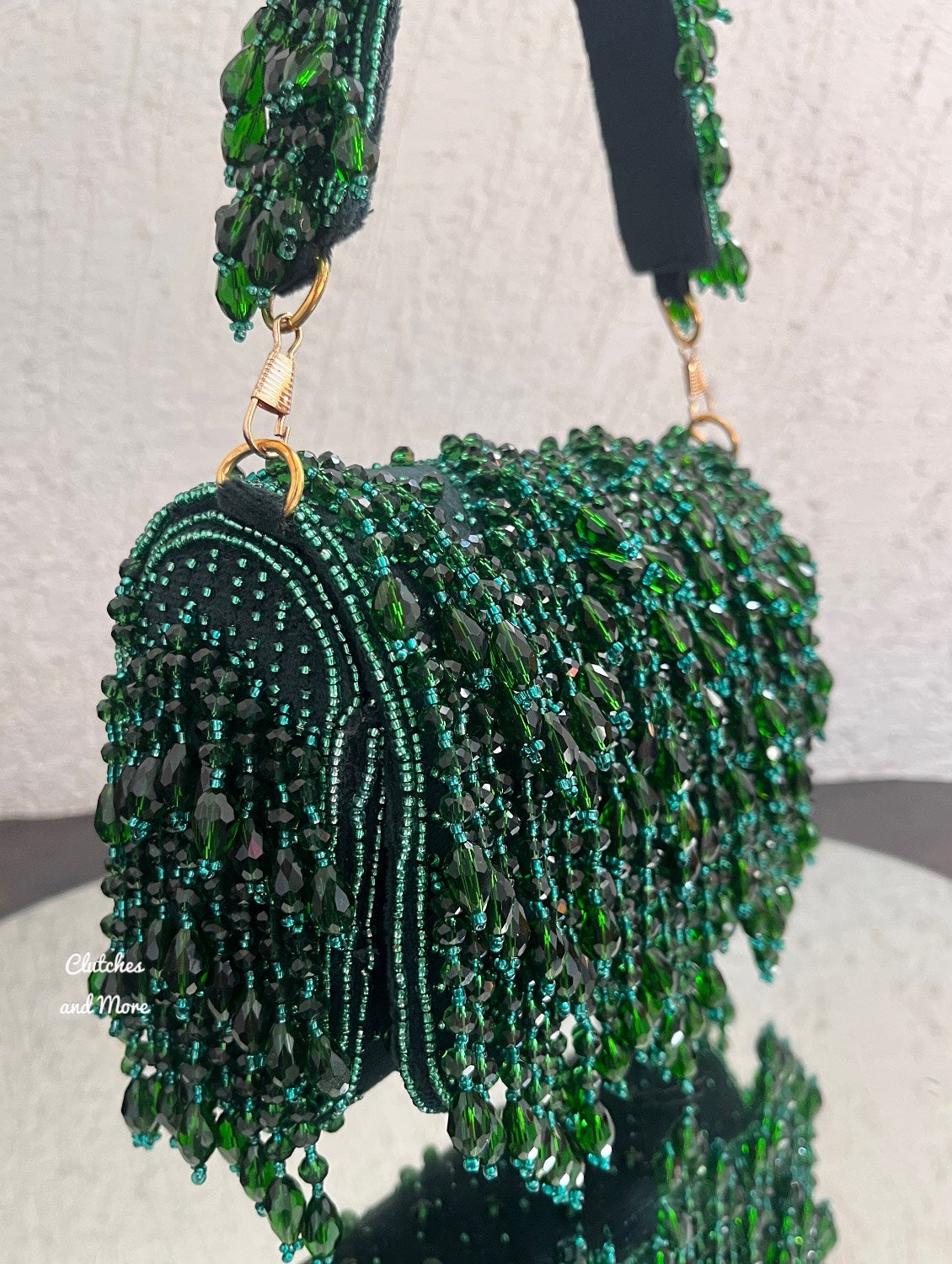 Aza Green Crystal Flap Bag