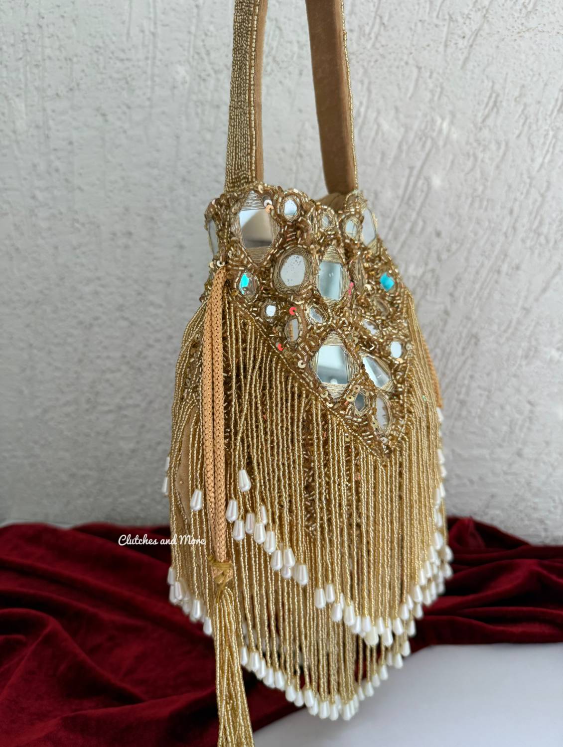 Mayra Premium Mirror Potli Gold