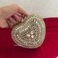 Kiana Kundan Heart Clutch Mini Nude Gold