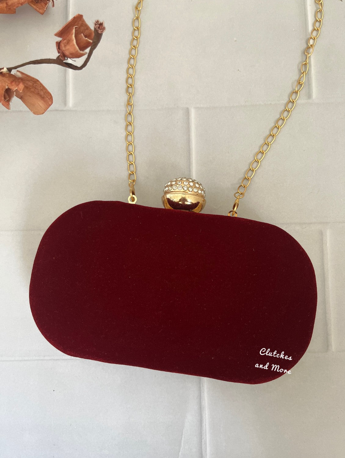 Maroon Gold Capsule Clutch