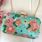 Turquoise Green Flower Pop Clutch