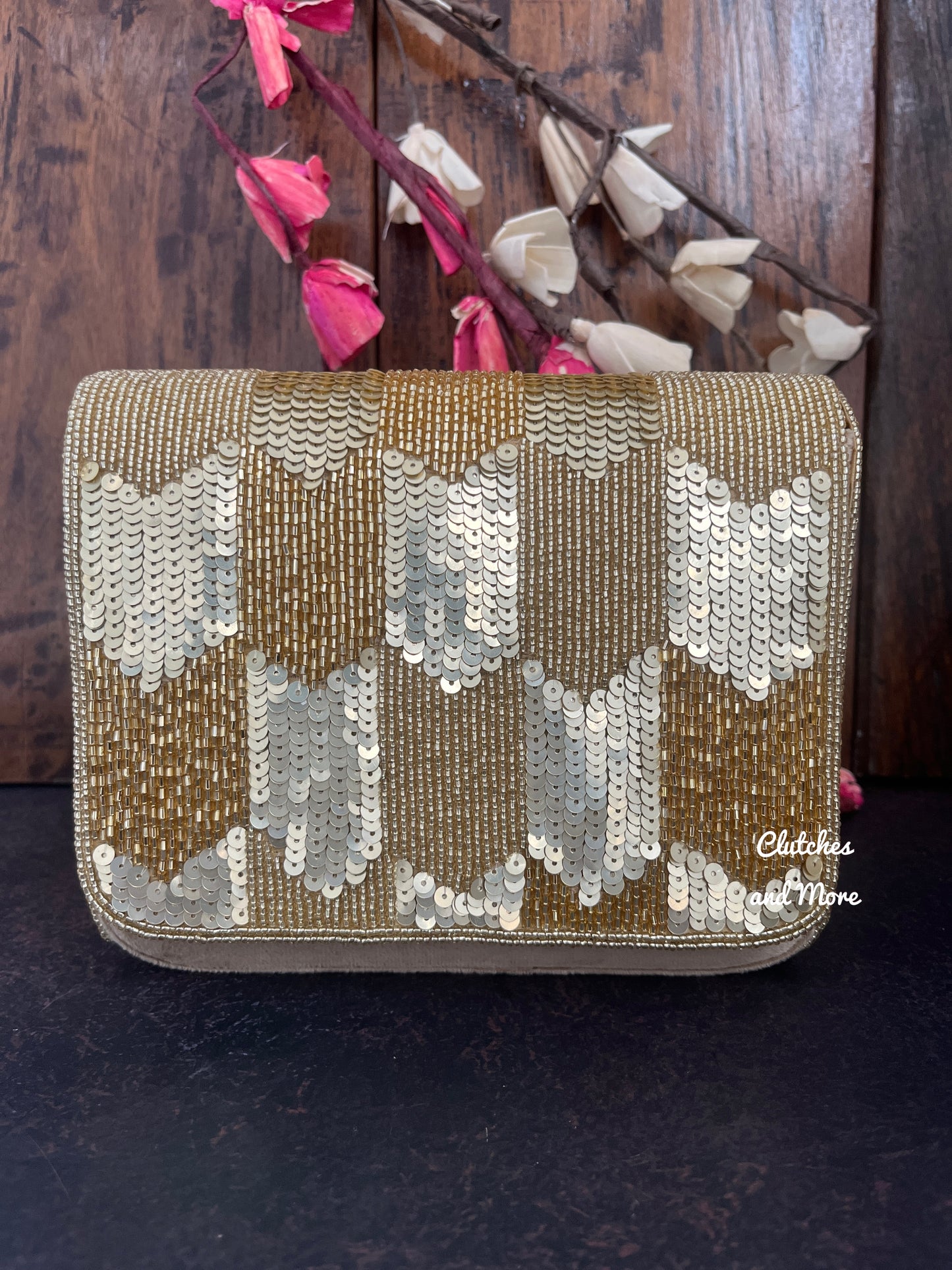 Gold Sequence Flap Bag