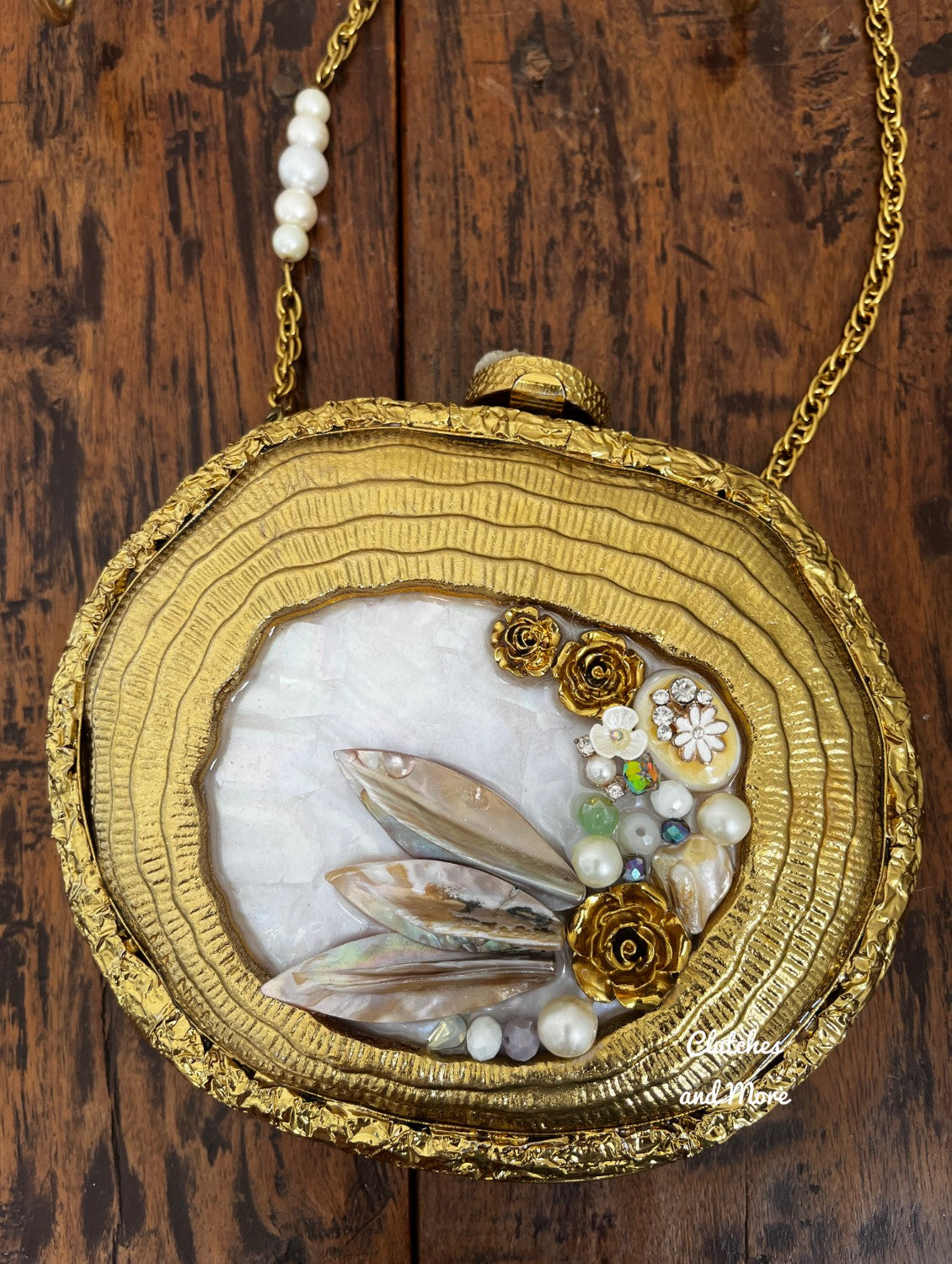 Premium Golden Mother of pearl Clutch