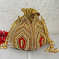 Gold Beaded lotus potli