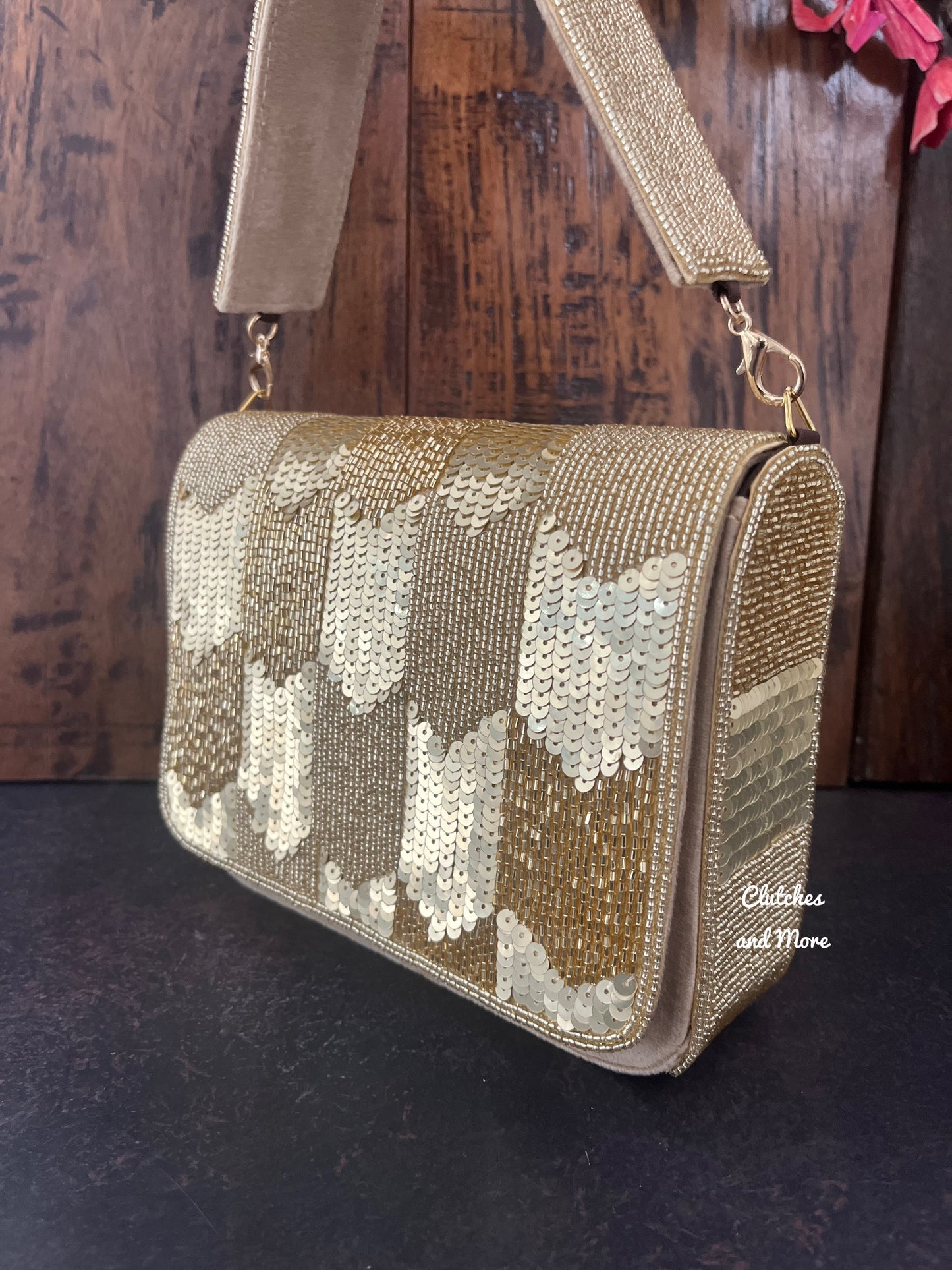 Gold Sequence Flap Bag