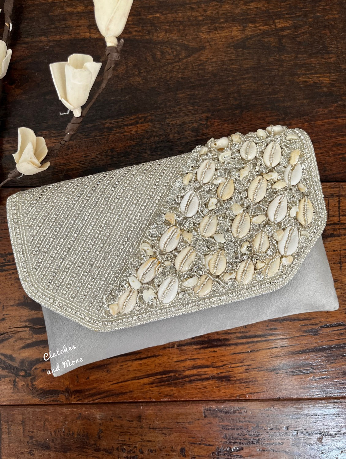 Silver Shell Envelope Bag