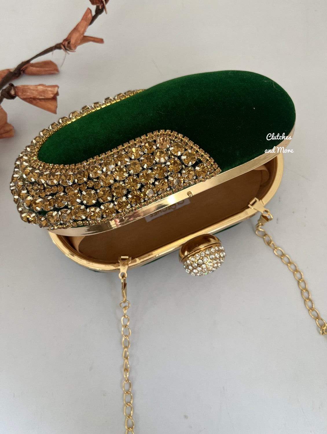 Green Capsule Diamond clutch