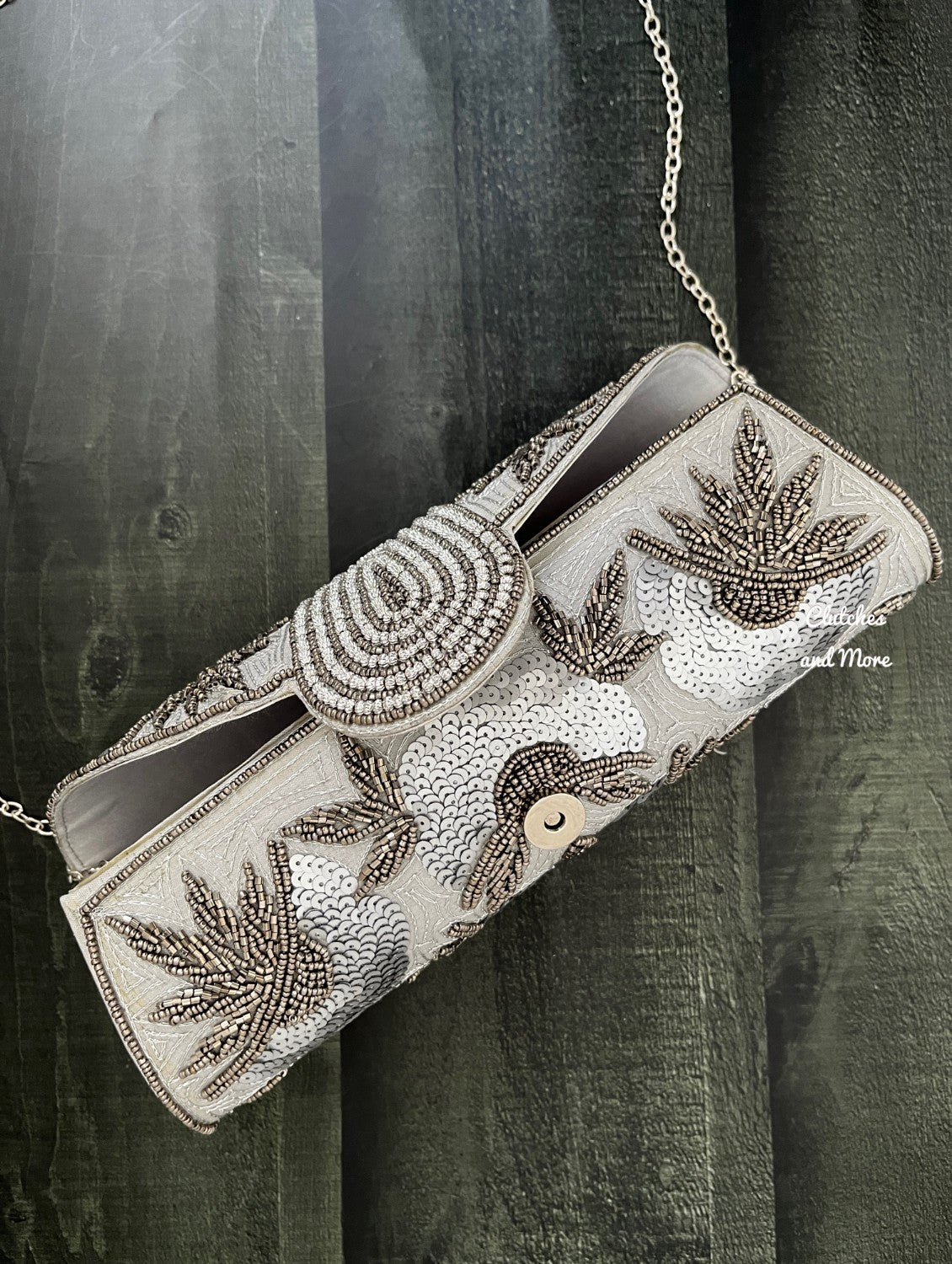 Grey Parchment Clutch